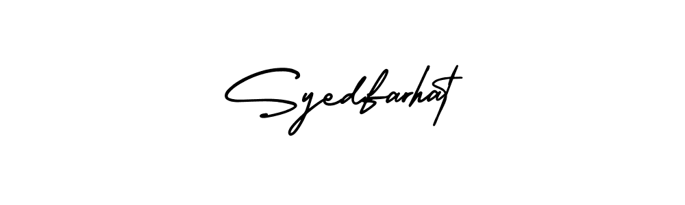 How to make Syedfarhat name signature. Use AmerikaSignatureDemo-Regular style for creating short signs online. This is the latest handwritten sign. Syedfarhat signature style 3 images and pictures png