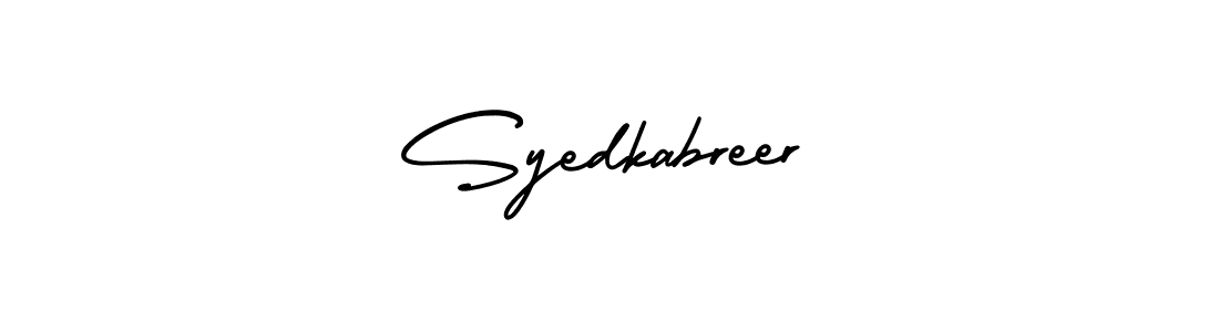 The best way (AmerikaSignatureDemo-Regular) to make a short signature is to pick only two or three words in your name. The name Syedkabreer include a total of six letters. For converting this name. Syedkabreer signature style 3 images and pictures png