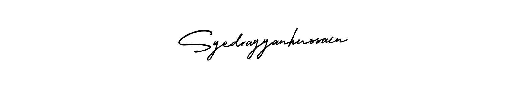 The best way (AmerikaSignatureDemo-Regular) to make a short signature is to pick only two or three words in your name. The name Syedrayyanhussain include a total of six letters. For converting this name. Syedrayyanhussain signature style 3 images and pictures png