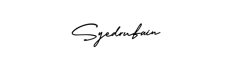 Also You can easily find your signature by using the search form. We will create Syedrufain name handwritten signature images for you free of cost using AmerikaSignatureDemo-Regular sign style. Syedrufain signature style 3 images and pictures png