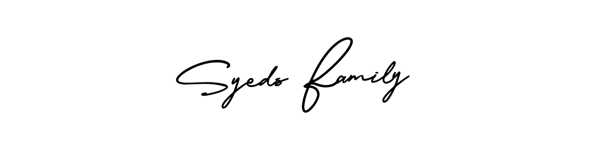 The best way (AmerikaSignatureDemo-Regular) to make a short signature is to pick only two or three words in your name. The name Syeds Family include a total of six letters. For converting this name. Syeds Family signature style 3 images and pictures png