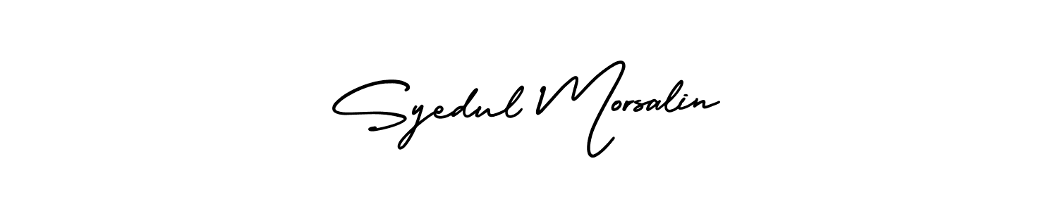 The best way (AmerikaSignatureDemo-Regular) to make a short signature is to pick only two or three words in your name. The name Syedul Morsalin include a total of six letters. For converting this name. Syedul Morsalin signature style 3 images and pictures png
