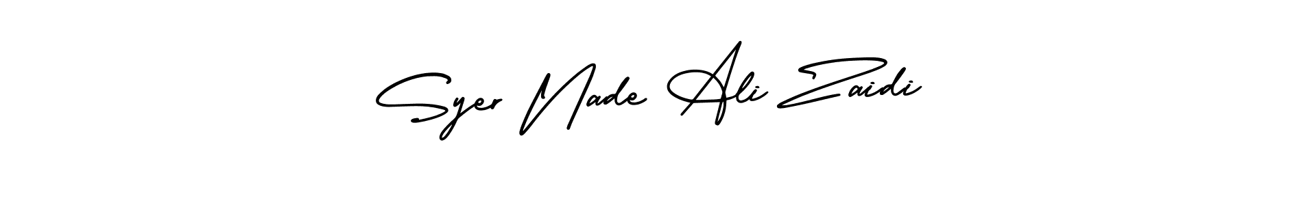 Check out images of Autograph of Syer Nade Ali Zaidi name. Actor Syer Nade Ali Zaidi Signature Style. AmerikaSignatureDemo-Regular is a professional sign style online. Syer Nade Ali Zaidi signature style 3 images and pictures png