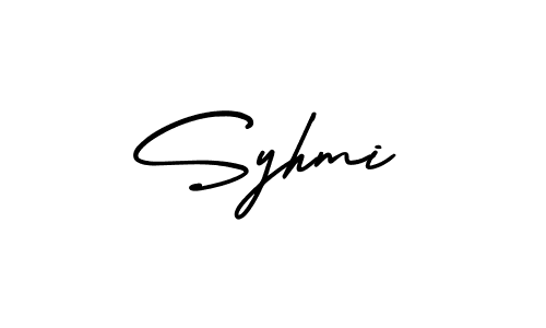 How to make Syhmi name signature. Use AmerikaSignatureDemo-Regular style for creating short signs online. This is the latest handwritten sign. Syhmi signature style 3 images and pictures png