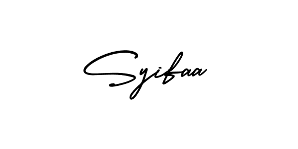 How to make Syifaa name signature. Use AmerikaSignatureDemo-Regular style for creating short signs online. This is the latest handwritten sign. Syifaa signature style 3 images and pictures png