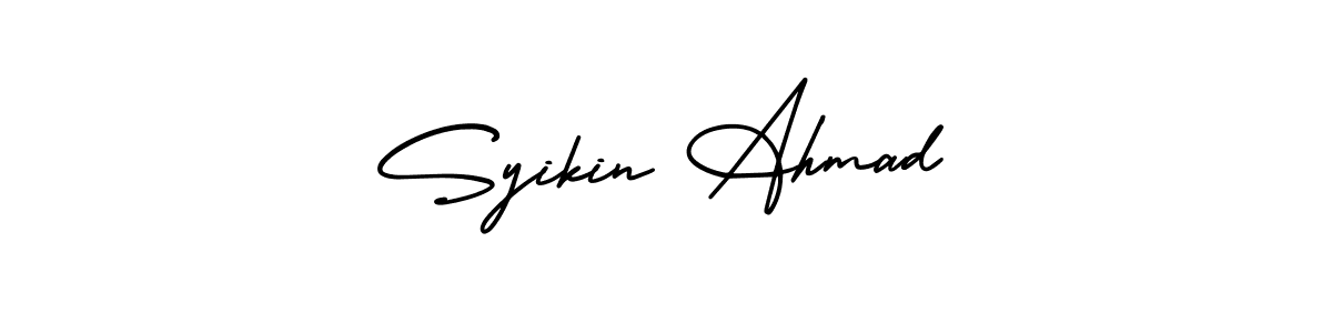 This is the best signature style for the Syikin Ahmad name. Also you like these signature font (AmerikaSignatureDemo-Regular). Mix name signature. Syikin Ahmad signature style 3 images and pictures png