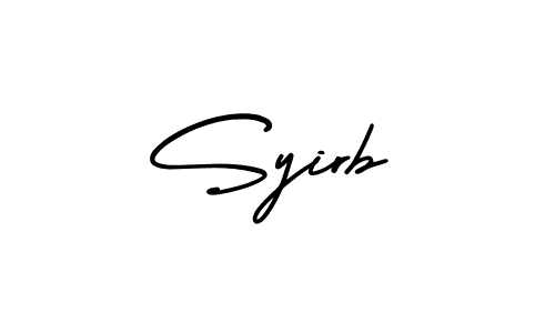 You should practise on your own different ways (AmerikaSignatureDemo-Regular) to write your name (Syirb) in signature. don't let someone else do it for you. Syirb signature style 3 images and pictures png