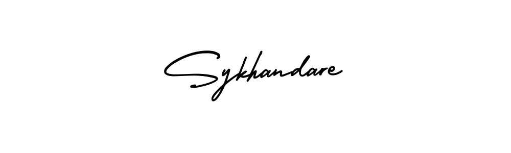 You should practise on your own different ways (AmerikaSignatureDemo-Regular) to write your name (Sykhandare) in signature. don't let someone else do it for you. Sykhandare signature style 3 images and pictures png