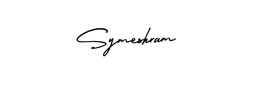 You should practise on your own different ways (AmerikaSignatureDemo-Regular) to write your name (Symeshram) in signature. don't let someone else do it for you. Symeshram signature style 3 images and pictures png