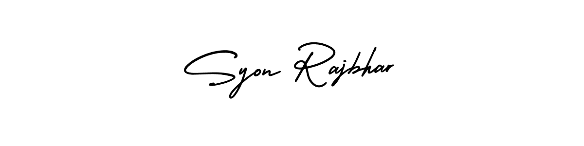 You should practise on your own different ways (AmerikaSignatureDemo-Regular) to write your name (Syon Rajbhar) in signature. don't let someone else do it for you. Syon Rajbhar signature style 3 images and pictures png