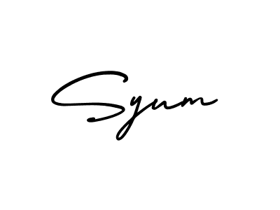 Design your own signature with our free online signature maker. With this signature software, you can create a handwritten (AmerikaSignatureDemo-Regular) signature for name Syum. Syum signature style 3 images and pictures png