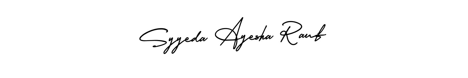 The best way (AmerikaSignatureDemo-Regular) to make a short signature is to pick only two or three words in your name. The name Syyeda Ayesha Rauf include a total of six letters. For converting this name. Syyeda Ayesha Rauf signature style 3 images and pictures png