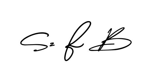 You should practise on your own different ways (AmerikaSignatureDemo-Regular) to write your name (Sz F B) in signature. don't let someone else do it for you. Sz F B signature style 3 images and pictures png