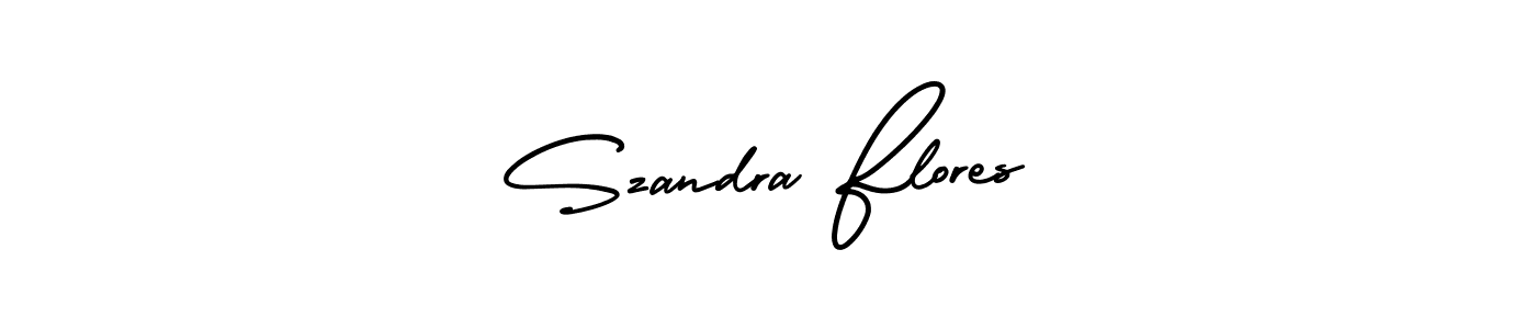 You should practise on your own different ways (AmerikaSignatureDemo-Regular) to write your name (Szandra Flores) in signature. don't let someone else do it for you. Szandra Flores signature style 3 images and pictures png