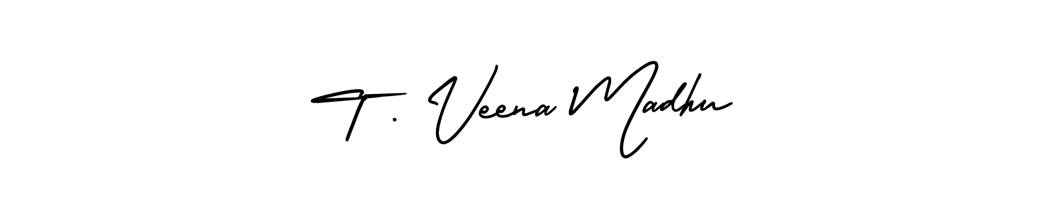 Make a beautiful signature design for name T . Veena Madhu. With this signature (AmerikaSignatureDemo-Regular) style, you can create a handwritten signature for free. T . Veena Madhu signature style 3 images and pictures png
