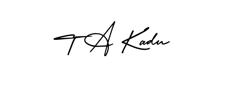 AmerikaSignatureDemo-Regular is a professional signature style that is perfect for those who want to add a touch of class to their signature. It is also a great choice for those who want to make their signature more unique. Get T A Kadu name to fancy signature for free. T A Kadu signature style 3 images and pictures png