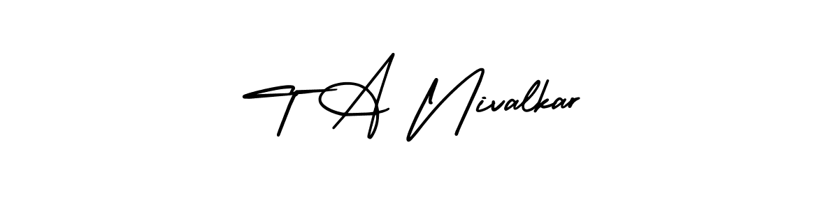 The best way (AmerikaSignatureDemo-Regular) to make a short signature is to pick only two or three words in your name. The name T A Nivalkar include a total of six letters. For converting this name. T A Nivalkar signature style 3 images and pictures png