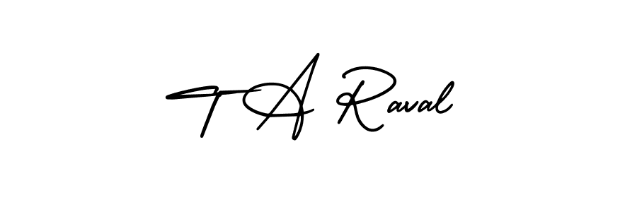 Make a beautiful signature design for name T A Raval. With this signature (AmerikaSignatureDemo-Regular) style, you can create a handwritten signature for free. T A Raval signature style 3 images and pictures png