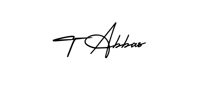 You should practise on your own different ways (AmerikaSignatureDemo-Regular) to write your name (T Abbas) in signature. don't let someone else do it for you. T Abbas signature style 3 images and pictures png
