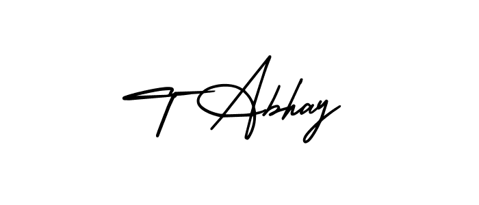 This is the best signature style for the T Abhay name. Also you like these signature font (AmerikaSignatureDemo-Regular). Mix name signature. T Abhay signature style 3 images and pictures png