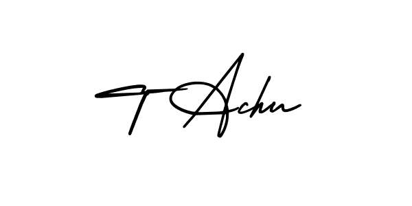 This is the best signature style for the T Achu name. Also you like these signature font (AmerikaSignatureDemo-Regular). Mix name signature. T Achu signature style 3 images and pictures png