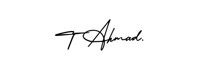 How to make T Ahmad. name signature. Use AmerikaSignatureDemo-Regular style for creating short signs online. This is the latest handwritten sign. T Ahmad. signature style 3 images and pictures png