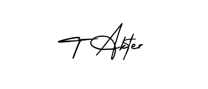 Design your own signature with our free online signature maker. With this signature software, you can create a handwritten (AmerikaSignatureDemo-Regular) signature for name T Akter. T Akter signature style 3 images and pictures png