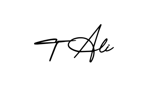 Make a beautiful signature design for name T Ali. With this signature (AmerikaSignatureDemo-Regular) style, you can create a handwritten signature for free. T Ali signature style 3 images and pictures png