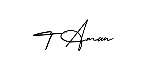 How to make T Aman name signature. Use AmerikaSignatureDemo-Regular style for creating short signs online. This is the latest handwritten sign. T Aman signature style 3 images and pictures png