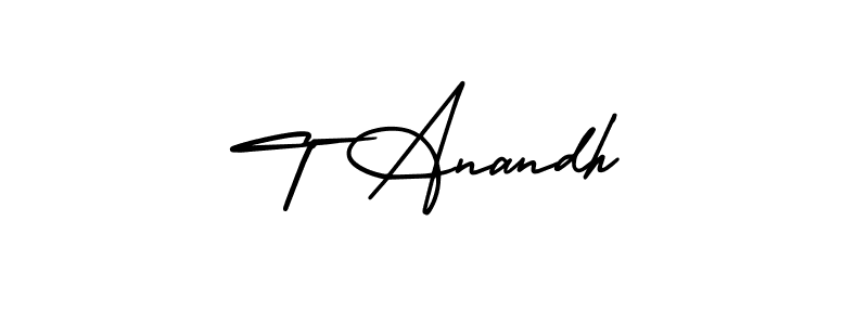 The best way (AmerikaSignatureDemo-Regular) to make a short signature is to pick only two or three words in your name. The name T Anandh include a total of six letters. For converting this name. T Anandh signature style 3 images and pictures png