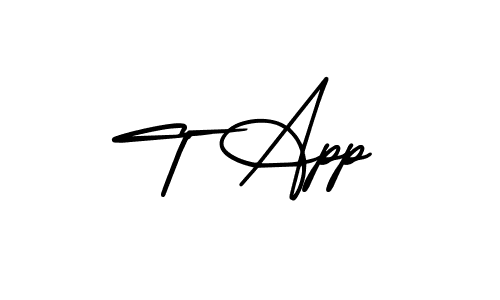 Make a beautiful signature design for name T App. With this signature (AmerikaSignatureDemo-Regular) style, you can create a handwritten signature for free. T App signature style 3 images and pictures png