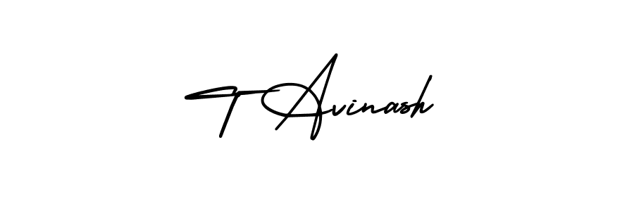 How to make T Avinash name signature. Use AmerikaSignatureDemo-Regular style for creating short signs online. This is the latest handwritten sign. T Avinash signature style 3 images and pictures png