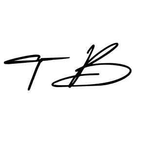 How to make T B name signature. Use AmerikaSignatureDemo-Regular style for creating short signs online. This is the latest handwritten sign. T B signature style 3 images and pictures png