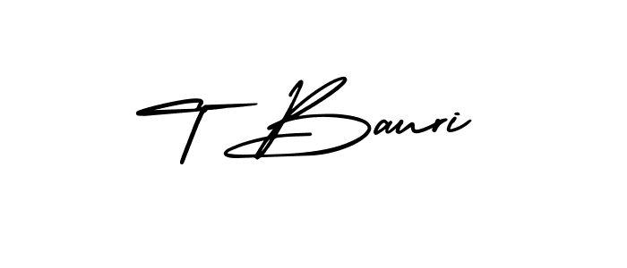 Make a beautiful signature design for name T Bauri. With this signature (AmerikaSignatureDemo-Regular) style, you can create a handwritten signature for free. T Bauri signature style 3 images and pictures png