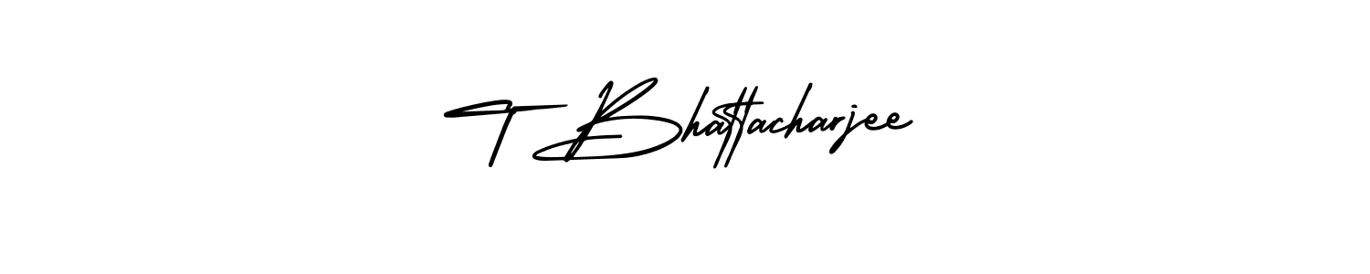 This is the best signature style for the T Bhattacharjee name. Also you like these signature font (AmerikaSignatureDemo-Regular). Mix name signature. T Bhattacharjee signature style 3 images and pictures png