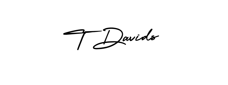 Use a signature maker to create a handwritten signature online. With this signature software, you can design (AmerikaSignatureDemo-Regular) your own signature for name T Davids. T Davids signature style 3 images and pictures png