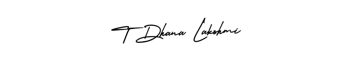 Use a signature maker to create a handwritten signature online. With this signature software, you can design (AmerikaSignatureDemo-Regular) your own signature for name T Dhana Lakshmi. T Dhana Lakshmi signature style 3 images and pictures png