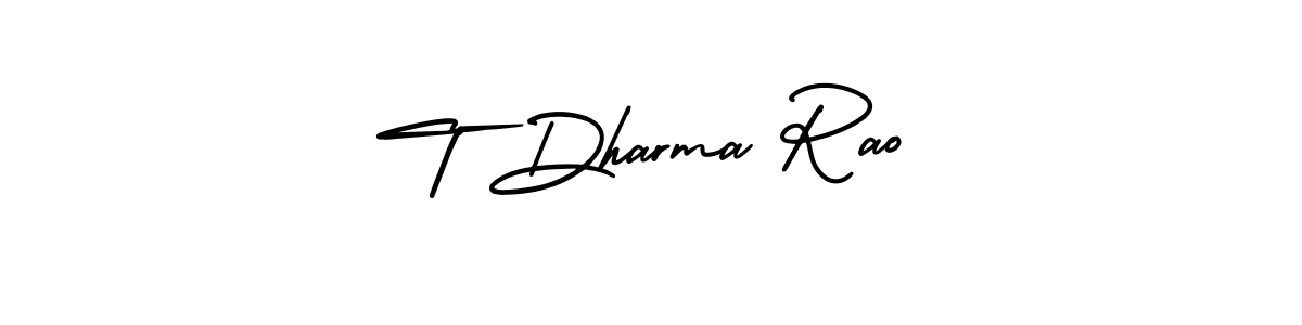 How to make T Dharma Rao name signature. Use AmerikaSignatureDemo-Regular style for creating short signs online. This is the latest handwritten sign. T Dharma Rao signature style 3 images and pictures png