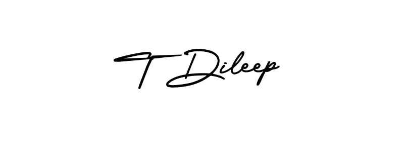 You should practise on your own different ways (AmerikaSignatureDemo-Regular) to write your name (T Dileep) in signature. don't let someone else do it for you. T Dileep signature style 3 images and pictures png