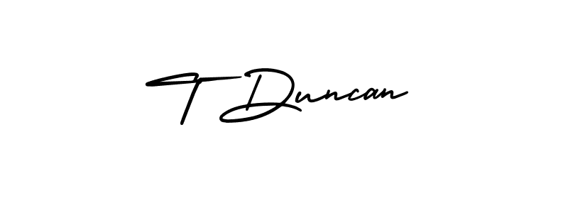 Make a beautiful signature design for name T Duncan. With this signature (AmerikaSignatureDemo-Regular) style, you can create a handwritten signature for free. T Duncan signature style 3 images and pictures png