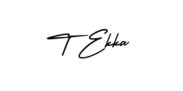 if you are searching for the best signature style for your name T Ekka. so please give up your signature search. here we have designed multiple signature styles  using AmerikaSignatureDemo-Regular. T Ekka signature style 3 images and pictures png