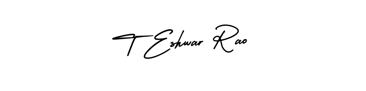 Use a signature maker to create a handwritten signature online. With this signature software, you can design (AmerikaSignatureDemo-Regular) your own signature for name T Eshwar Rao. T Eshwar Rao signature style 3 images and pictures png