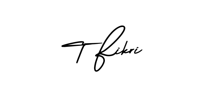 The best way (AmerikaSignatureDemo-Regular) to make a short signature is to pick only two or three words in your name. The name T Fikri include a total of six letters. For converting this name. T Fikri signature style 3 images and pictures png