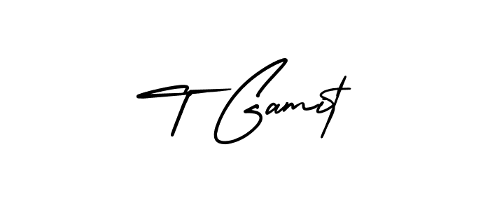Design your own signature with our free online signature maker. With this signature software, you can create a handwritten (AmerikaSignatureDemo-Regular) signature for name T Gamit. T Gamit signature style 3 images and pictures png