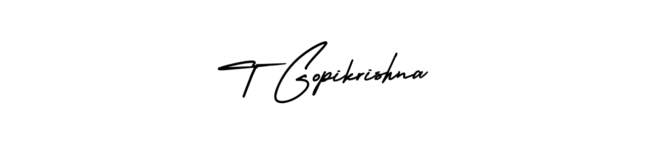 It looks lik you need a new signature style for name T Gopikrishna. Design unique handwritten (AmerikaSignatureDemo-Regular) signature with our free signature maker in just a few clicks. T Gopikrishna signature style 3 images and pictures png