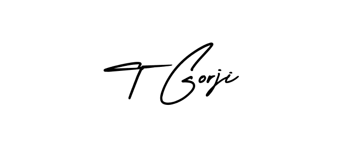 T Gorji stylish signature style. Best Handwritten Sign (AmerikaSignatureDemo-Regular) for my name. Handwritten Signature Collection Ideas for my name T Gorji. T Gorji signature style 3 images and pictures png