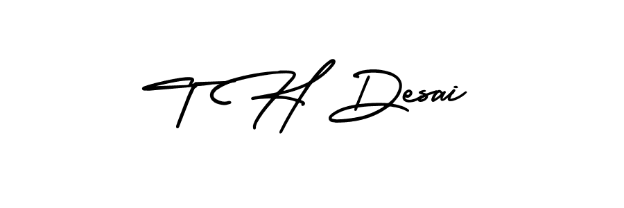 AmerikaSignatureDemo-Regular is a professional signature style that is perfect for those who want to add a touch of class to their signature. It is also a great choice for those who want to make their signature more unique. Get T H Desai name to fancy signature for free. T H Desai signature style 3 images and pictures png