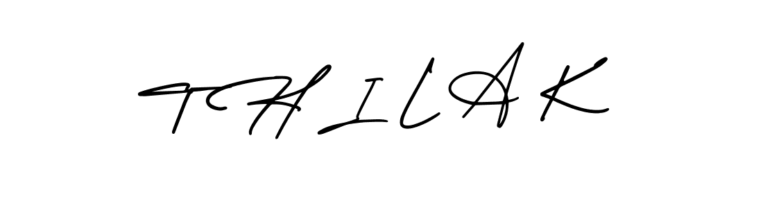 Make a beautiful signature design for name T H I L A K. With this signature (AmerikaSignatureDemo-Regular) style, you can create a handwritten signature for free. T H I L A K signature style 3 images and pictures png