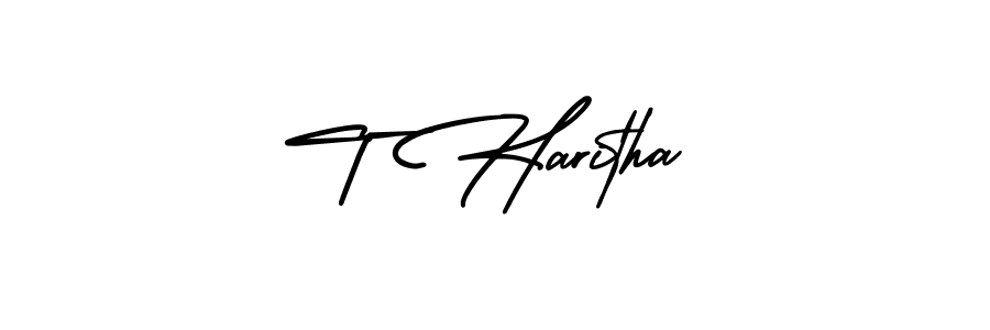 Also You can easily find your signature by using the search form. We will create T Haritha name handwritten signature images for you free of cost using AmerikaSignatureDemo-Regular sign style. T Haritha signature style 3 images and pictures png