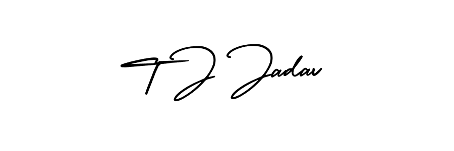 T J Jadav stylish signature style. Best Handwritten Sign (AmerikaSignatureDemo-Regular) for my name. Handwritten Signature Collection Ideas for my name T J Jadav. T J Jadav signature style 3 images and pictures png